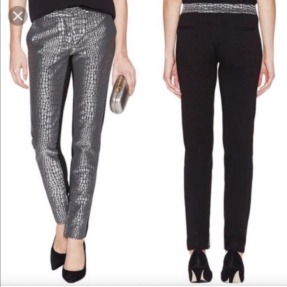 DVF Embossed Silver Snake Print/Black Capri Pant